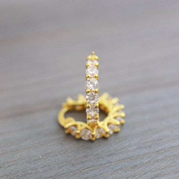 Diamond CZ Triple A Grade Hoop Earrings - Picture 5 of 5